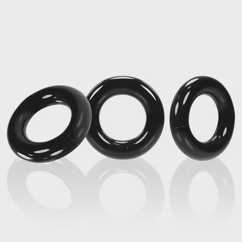 WILLY RINGS, 3-pack cockrings BLACK