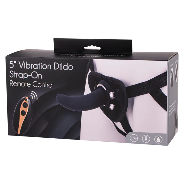 5” Vibrating Strap-On & Harness Black