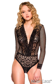 FLORAL LACE TEDDY Black OS