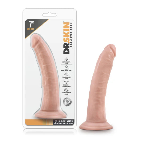 Dr. Skin 7 Inch Cock with Suction Cup in Beige