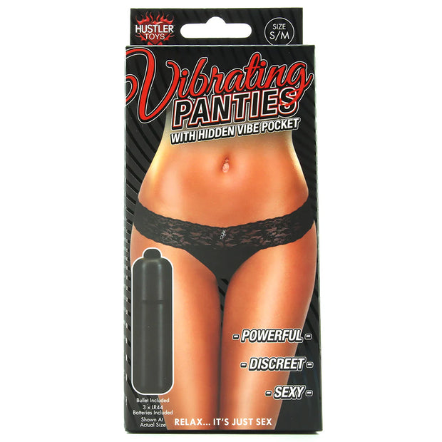 Vibrating Panties with Hidden Vibe Pocket Black S/M