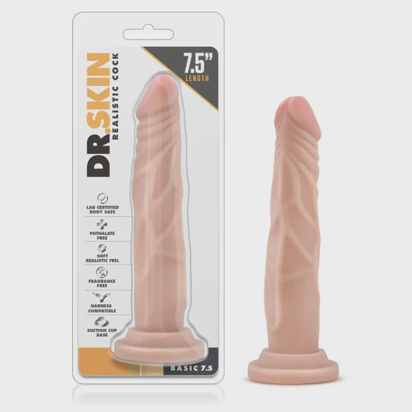 Dr. Skin 7.5 Inch Cock with Suction Cup in Beige