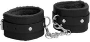 Ouch! Plush Leather Hand Cuffs - Black