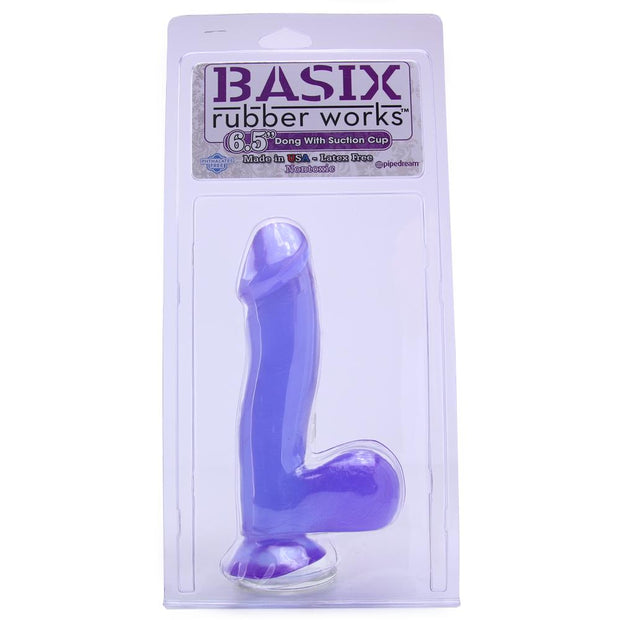 Basix 6.5 Inch Suction Base Dildo in Purple